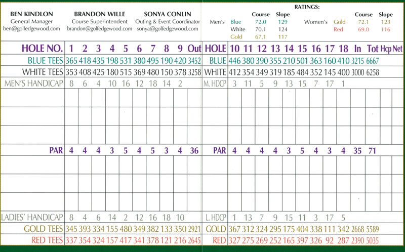 COURSE DETAILS Edgewood Golf Course COURSE DETAILS Edgewood Golf Course